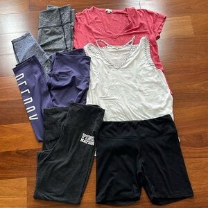 6 workout items Yoga pants shorts light tops Reebok, Victoria’s Secret, GAP